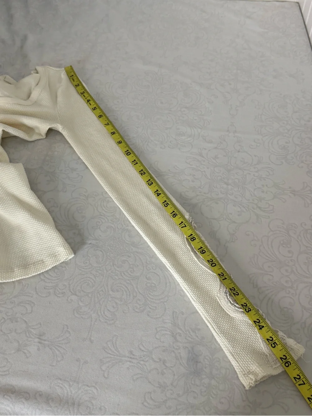Free People Ivory Crafty Cuff Thermal Long Sleeve Top Size XS